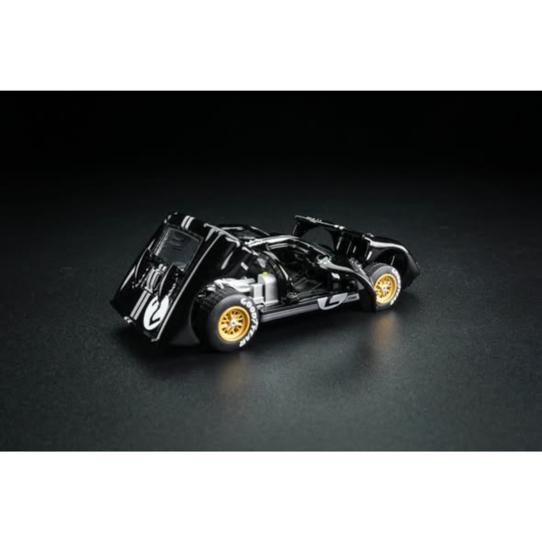 *PRE-ORDER* Ford GT40 MK2 Black #02 Livery (Open-Engin & Rear Hoods+Doors, Visible Engine), 1:64 Scale — image 3