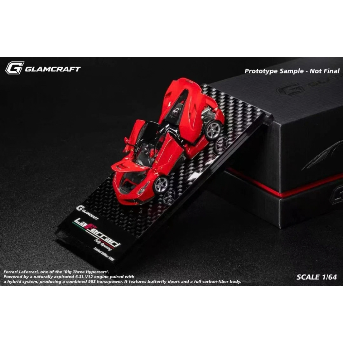 *Pre-Orders* LaFerrari (F150) Fully Open Diecast Model Rosso Corsa Coupe (Limted To 999pcs), 1:64 Scale — image 2