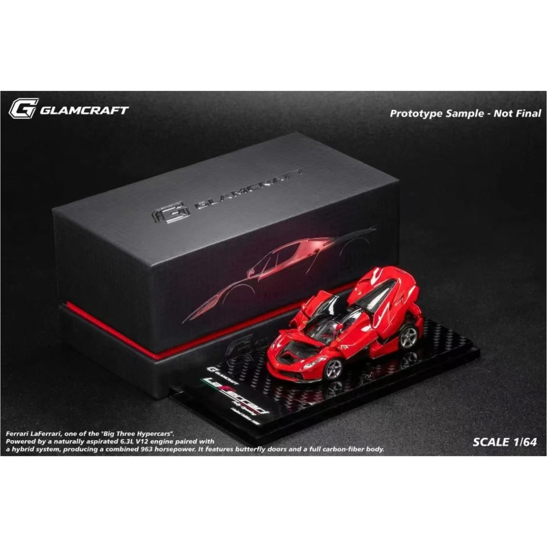 *Pre-Orders* LaFerrari (F150) Fully Open Diecast Model Rosso Corsa Coupe (Limted To 999pcs), 1:64 Scale — image 3