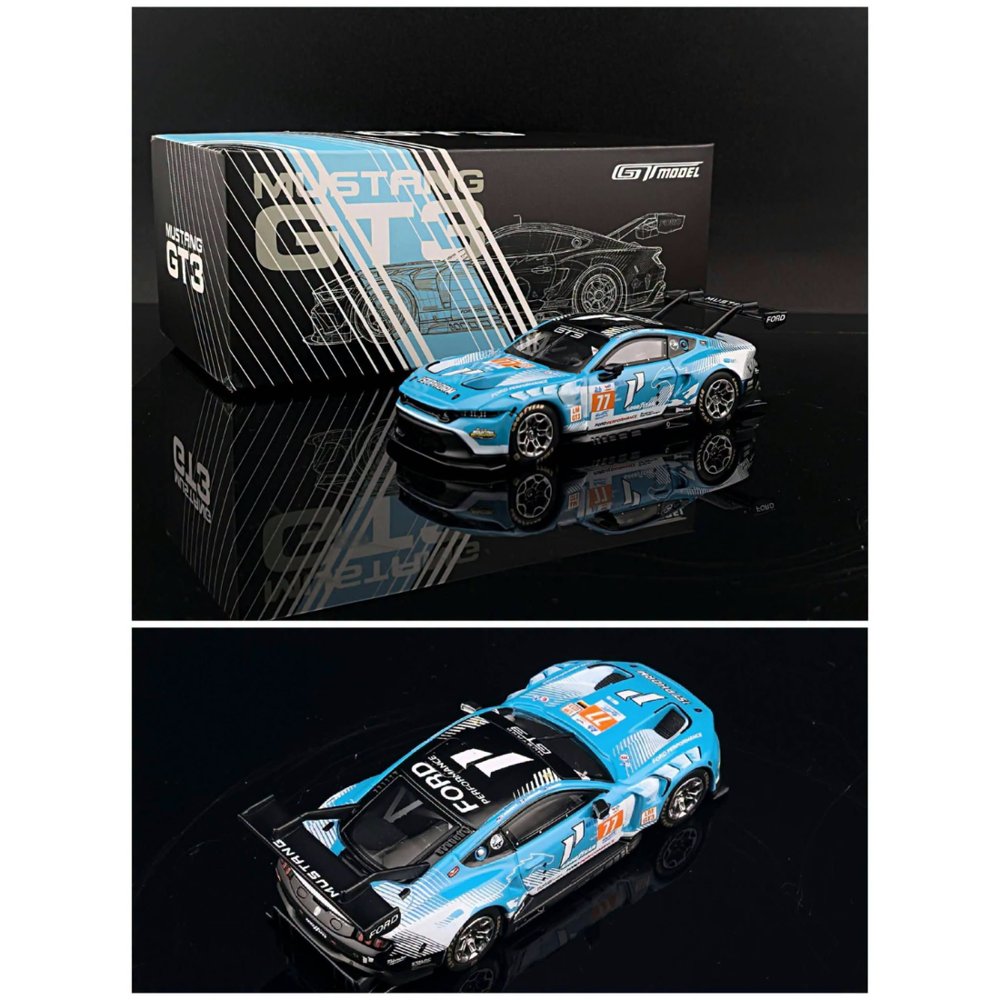 *Pre-Orders* Mustang GT3 Blue #77 Livery (Limited to 1000pcs), 1:64 Scale — image 1