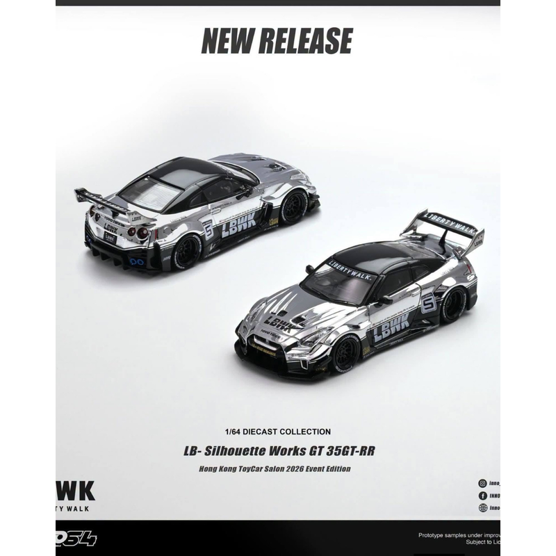 *HKTCS 2026* LB-Silhouette Works GT 35GT-RR Silver Chrome (Chance of Chase Car), 1:64 Scale — image 2