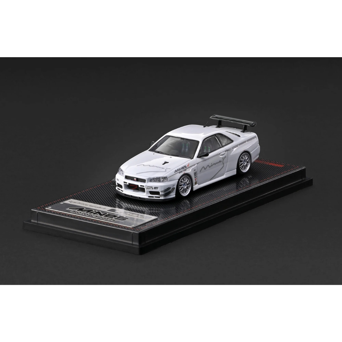 *PRE-ORDER* Nissan Skyline GT-R Mine's (R34) (Chance of Chase Car), 1:64 Scale (White) — image 1
