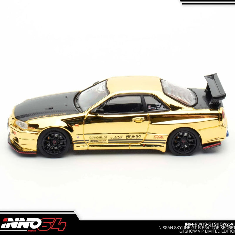 Nissan Skyline GT-R R34 Top Secret GTSHOW 2025 Event Edition,1:64 Scale (Gold) — image 2