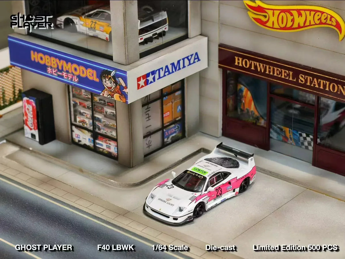 Ferrari F40 LBWK #23 Limited to 499, 1:64 Scale (White & Pink) — image 1