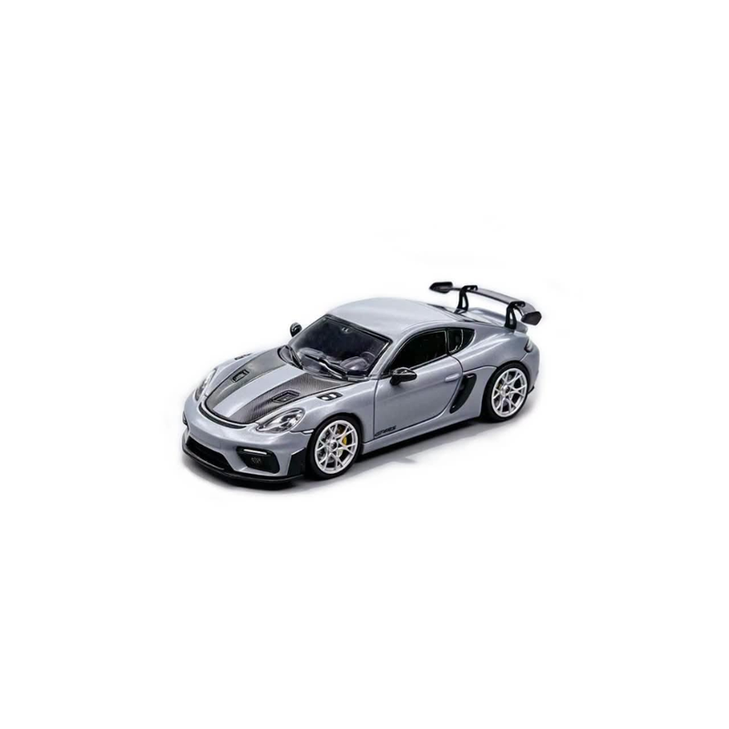 *Pre-Orders* Porsche 718 GT4 RS Grey with Half Carbon-Hood, 1:64 Scale — image 1