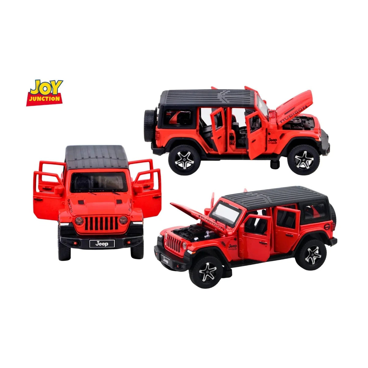 Jeep Rubigon Pullback Toy Car - Light, Sound with Openable Doors, 1:32 Scale (Red) — image 4