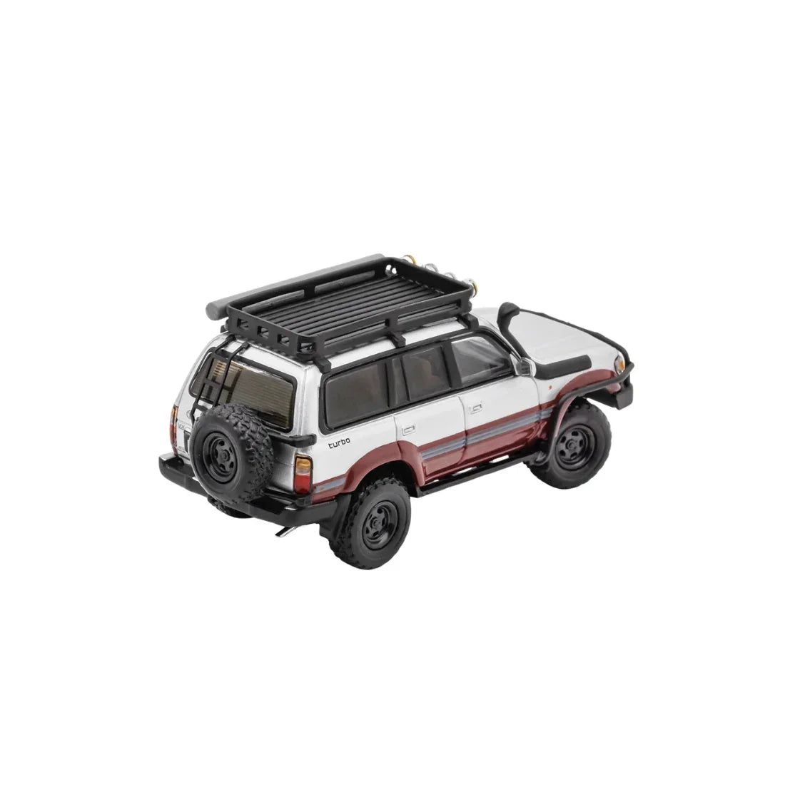 Toyota Land Cruiser LC80 Modified with Off-Road Accessories,1:64 Scale (Silver & Maroon) — image 4
