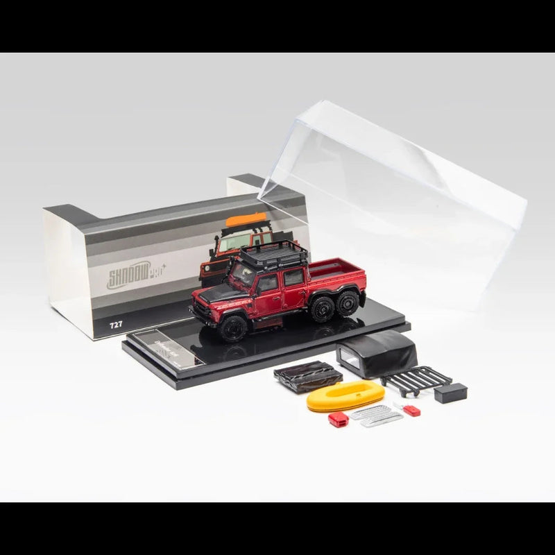 *PRE-ORDER* Land Rover Defender 6x6 (Modified Version) with Accessories, 1:64 Scale (Red) — image 1