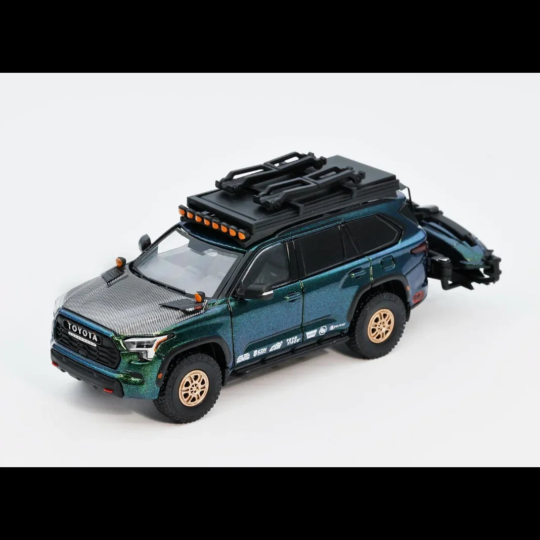 *PRE-ORDER* Toyota Sequoia TRD Pro with Boat, Bicycle & Other Accessories Included Magic Green, 1:64 Scale (Chameleon Green) — image 3