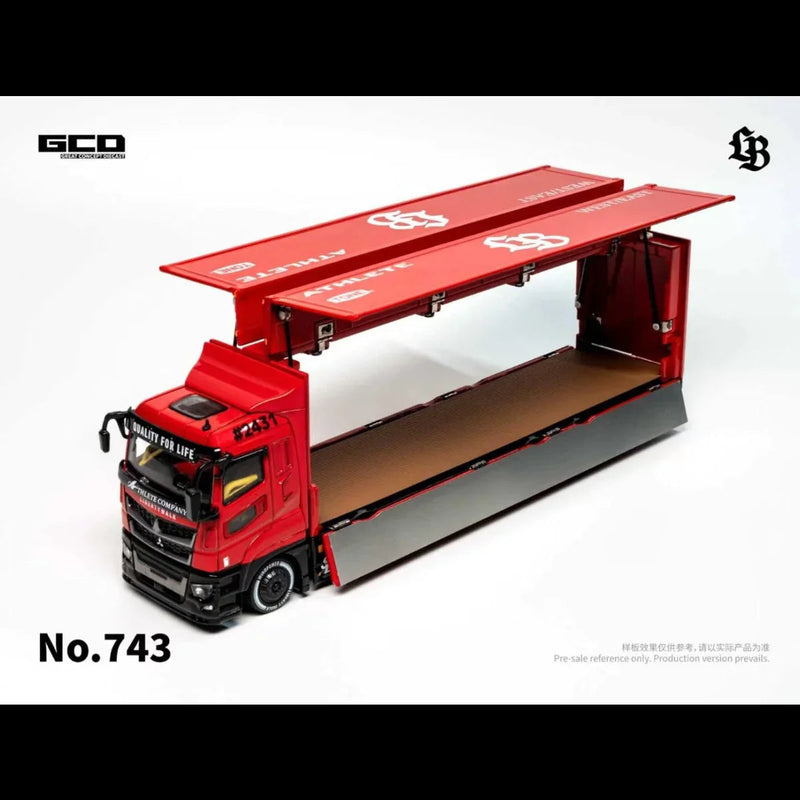 *PRE-ORDER* LBWK TRUCKS Mitsubishi Fuso Super Great - Super Silhouette, 1:64 Scale (Red & Black) — image 1
