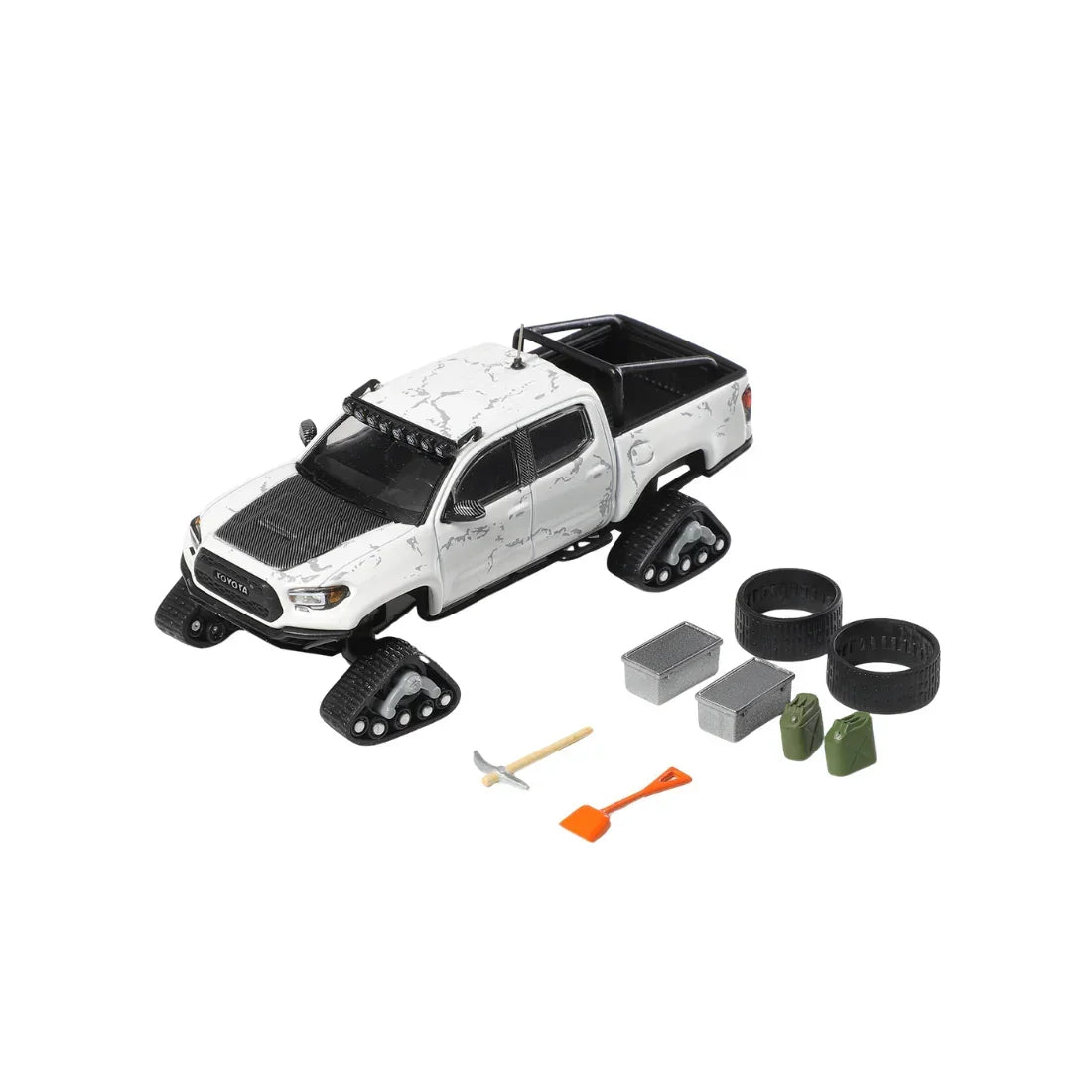 Toyota Tacoma Snow Edition White Stone Texture LHD with 8 Accessories 2022, 1:64 Scale — image 2
