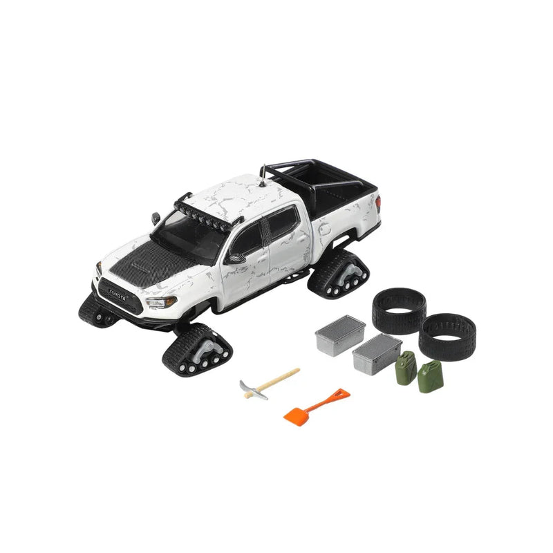 Toyota Tacoma Snow Edition White Stone Texture LHD with 8 Accessories 2022, 1:64 Scale — image 2