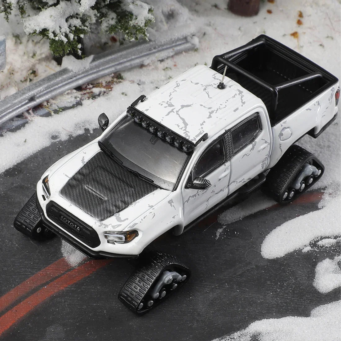 Toyota Tacoma Snow Edition White Stone Texture LHD with 8 Accessories 2022, 1:64 Scale — image 1