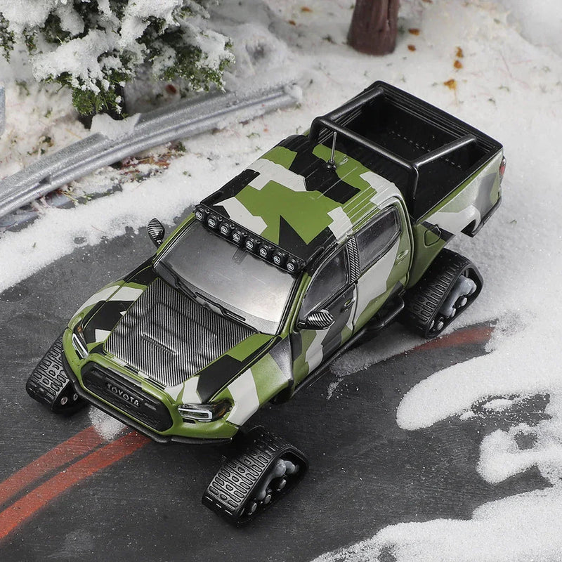 Toyota Tacoma No.510 Pre-Runner Snow Mobile with Tank Track, 1:64 Scale (Camouflage) — image 1