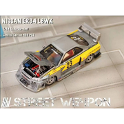 Nissan Skyline GT-R GTR R34 ER34 LBWK #23, 1:64 Scale (Silver & Yellow) — image 2
