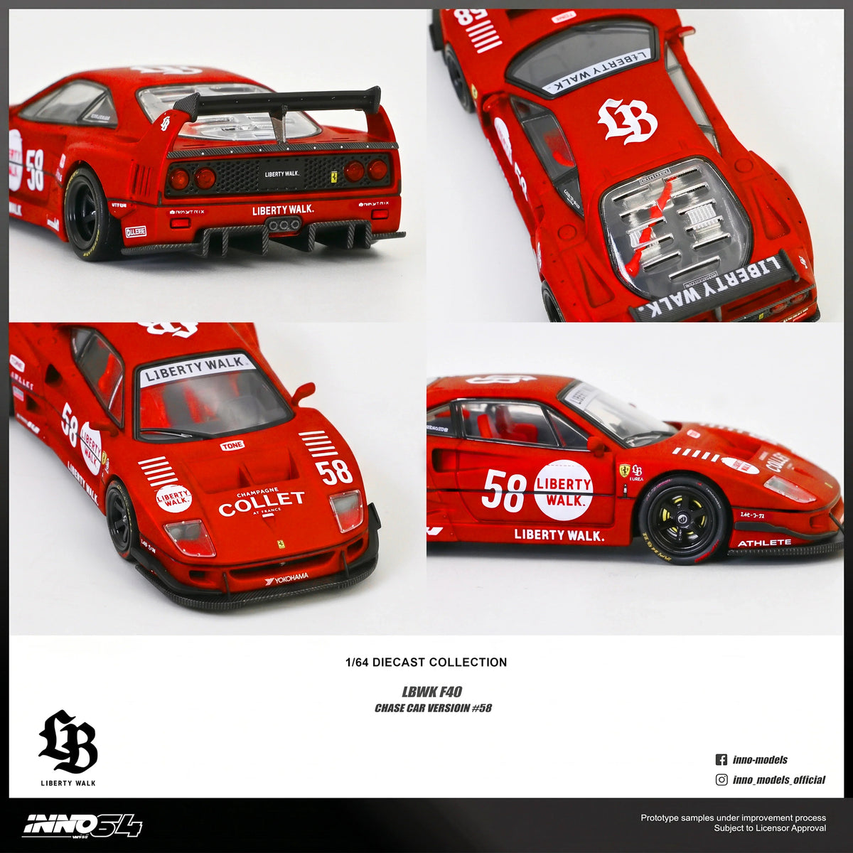 LBWK F40 (White), 1:64 Scale (Chance of Red Chase Car) — image 6