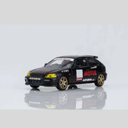 Honda Civic TYPE R (EK9) No Good Racing Motul Magnetic Engine Hood-Removable (Matt Black with Yellow Head Lights), 1:64 Scale — image 1