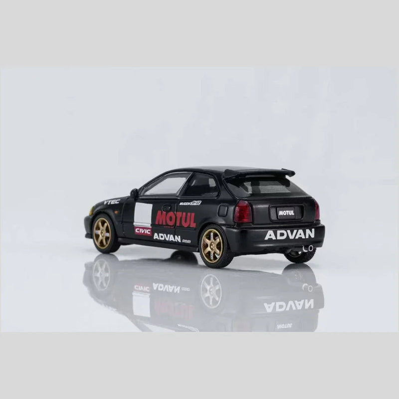 Honda Civic TYPE R (EK9) No Good Racing Motul Magnetic Engine Hood-Removable (Matt Black with Yellow Head Lights), 1:64 Scale — image 2
