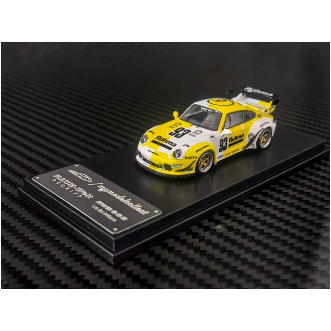 *PRE-ORDER* Porsche diecast RWB Hing Wing (Rohma #93) White & Yellow, 1:64 Scale — image 1