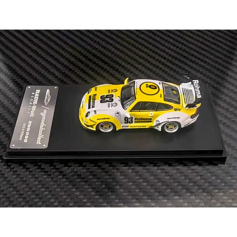 *PRE-ORDER* Porsche diecast RWB Hing Wing (Rohma #93) White & Yellow, 1:64 Scale — image 2