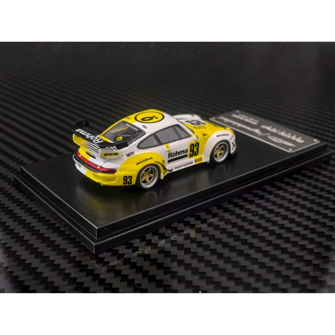 *PRE-ORDER* Porsche diecast RWB Hing Wing (Rohma #93) White & Yellow, 1:64 Scale — image 3