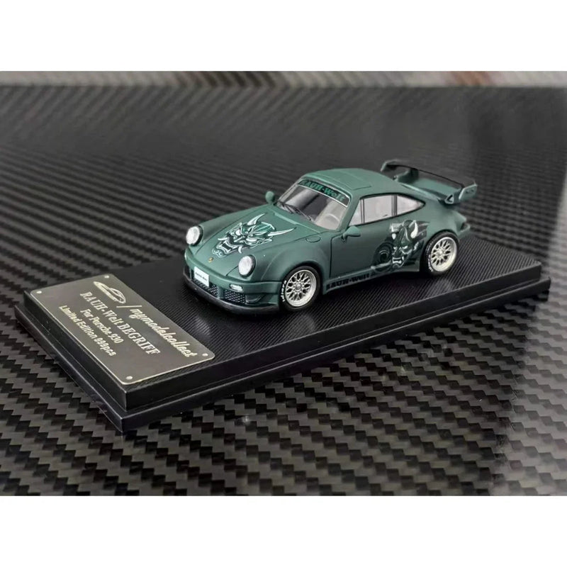 *PRE-ORDER* Porsche diecast RWB 930 GT Wing (Hanna Mask Borisov Mask), 1:64 Scale (Green) — image 1