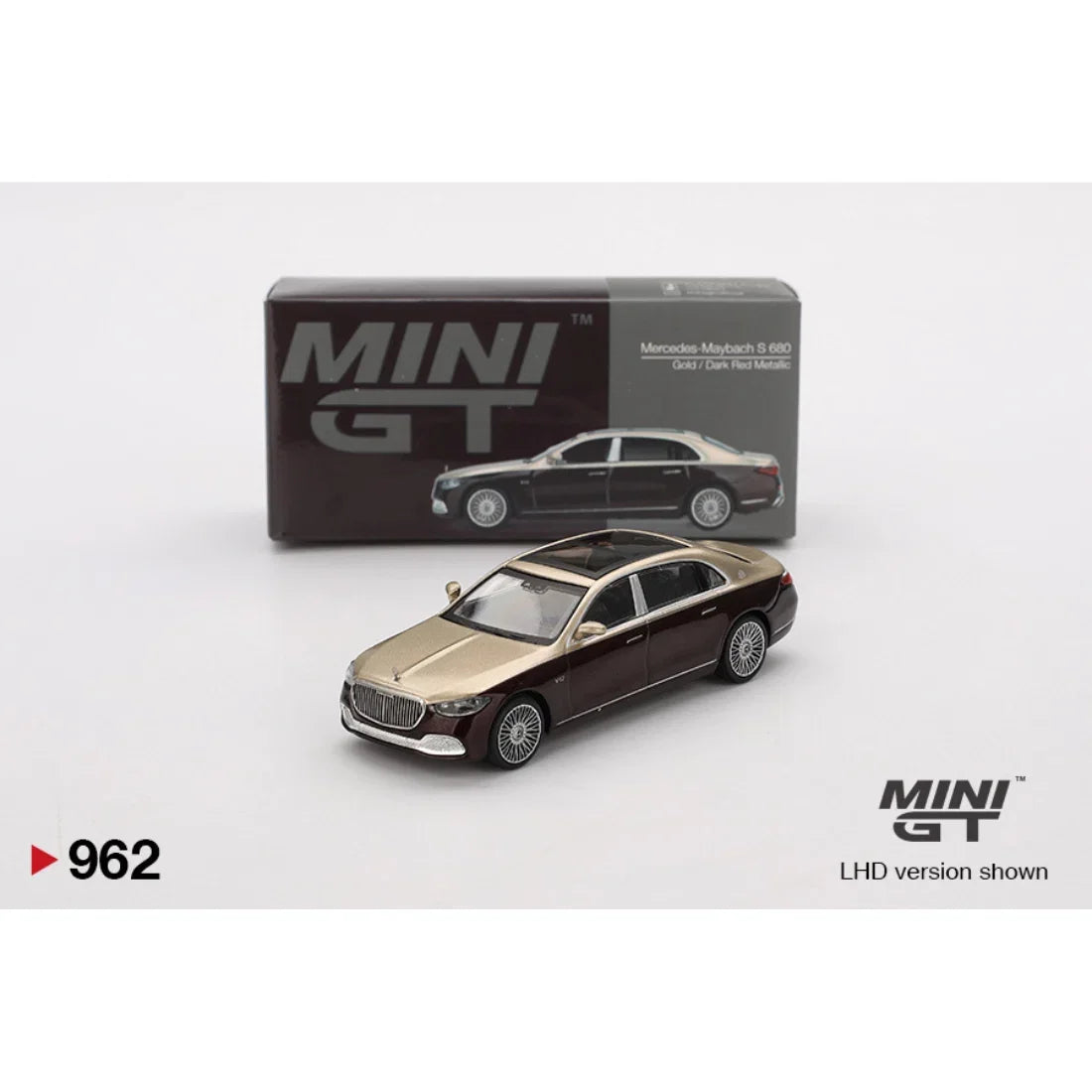 Mercedes-Maybach S 680 Gold / Dark Red Metallic, 1:64 Scale — image 1