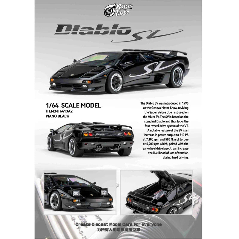 *PRE-ORDER* Custom Lamborghini Diablo SV, 1:64 Scale (Metallic Black) — image 1