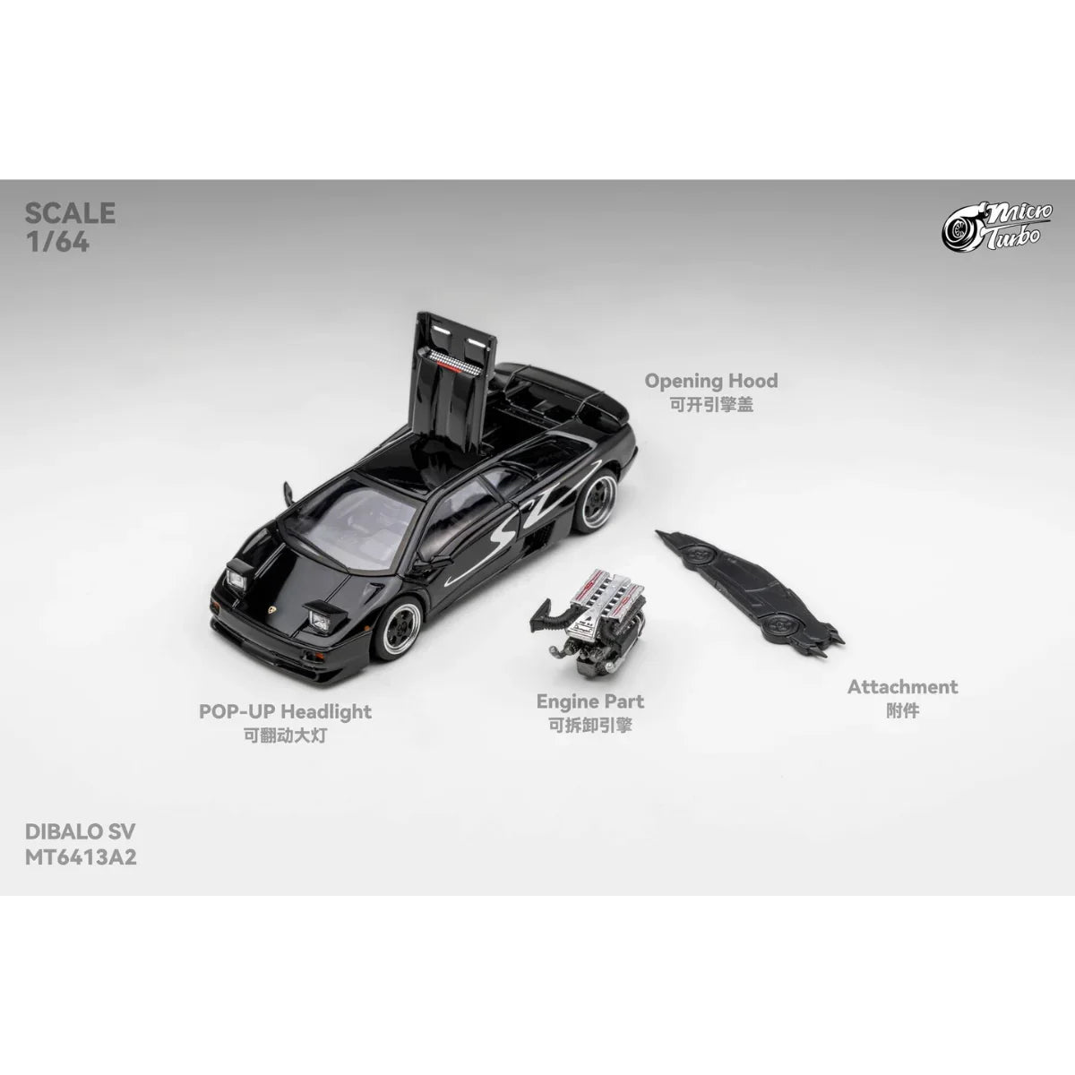 *PRE-ORDER* Custom Lamborghini Diablo SV, 1:64 Scale (Metallic Black) — image 3