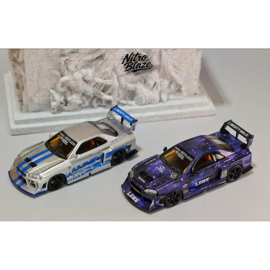 *PRE-ORDER* Skyline ER34, LB-Super Silhourte Wide Body (Removable Hood & 1 Transparent Hood Included) Silver Swirl, 1:64 Scale — image 2