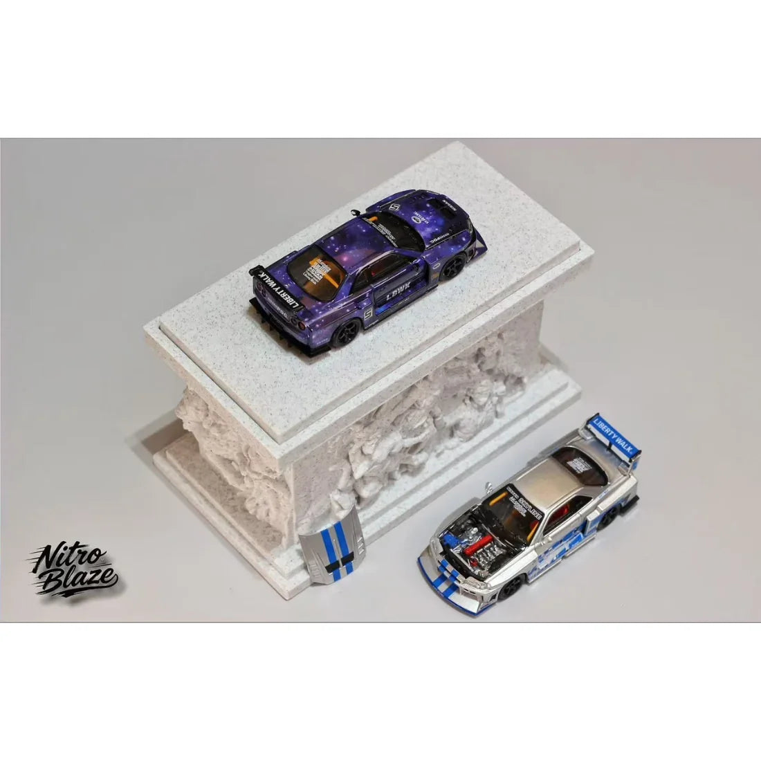 *PRE-ORDER* Skyline ER34, LB-Super Silhourte Wide Body (Removable Hood & 1 Transparent Hood Included) Silver Swirl, 1:64 Scale — image 4