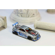 *PRE-ORDER* Nissan Skyline R34，ER34 Super Silhouette (Open-Hood, Visible Engine) Raw Silver-Blue, 1:64 Scale — image 3