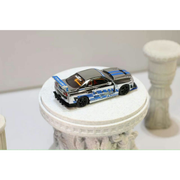 *PRE-ORDER* Nissan Skyline R34，ER34 Super Silhouette (Open-Hood, Visible Engine) Chrome Silver-Blue, 1:64 Scale — image 2