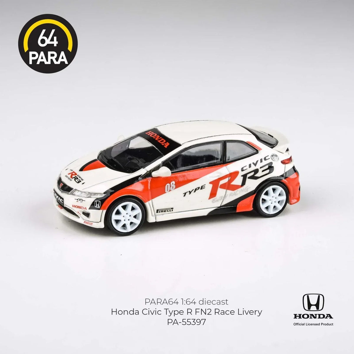 Honda Civic Type R FN2 Race Livery 2007, 1:64 Scale (White) — image 1
