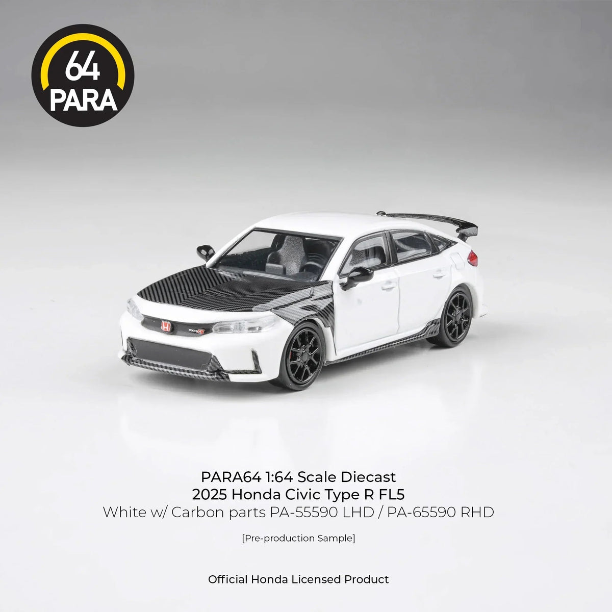 Honda Civic Type-R FL5 W/ Carbon Parts '25 , 1:64 Scale (White) — image 1