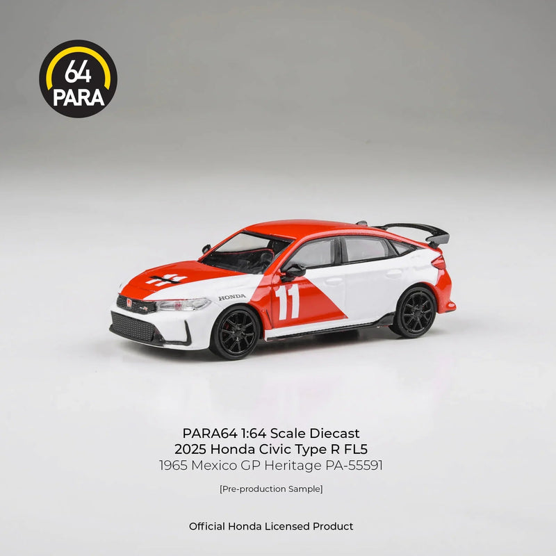 Honda Civic Type R FL5 1965 Mexico GP Heritage, 1:64 Scale (White & Red) — image 1