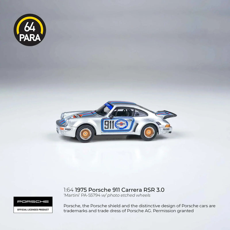 Porsche diecast 911 Carrera RSR 3.0 1975, 1:64 Scale (Silver) — image 1