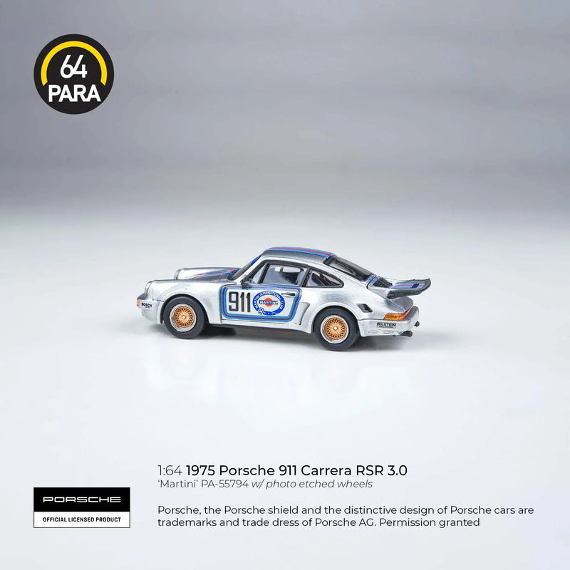 Porsche diecast 911 Carrera RSR 3.0 1975, 1:64 Scale (Silver) — image 2