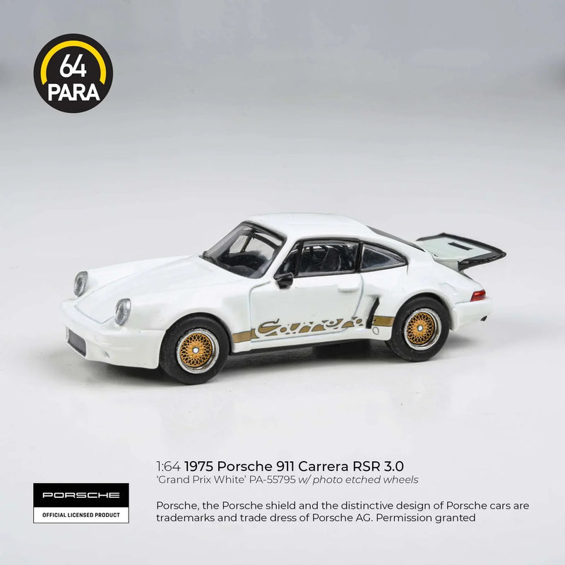 Porsche diecast 911 Carrera RSR 3.0 Grand Prix, 1:64 Scale (White) — image 1