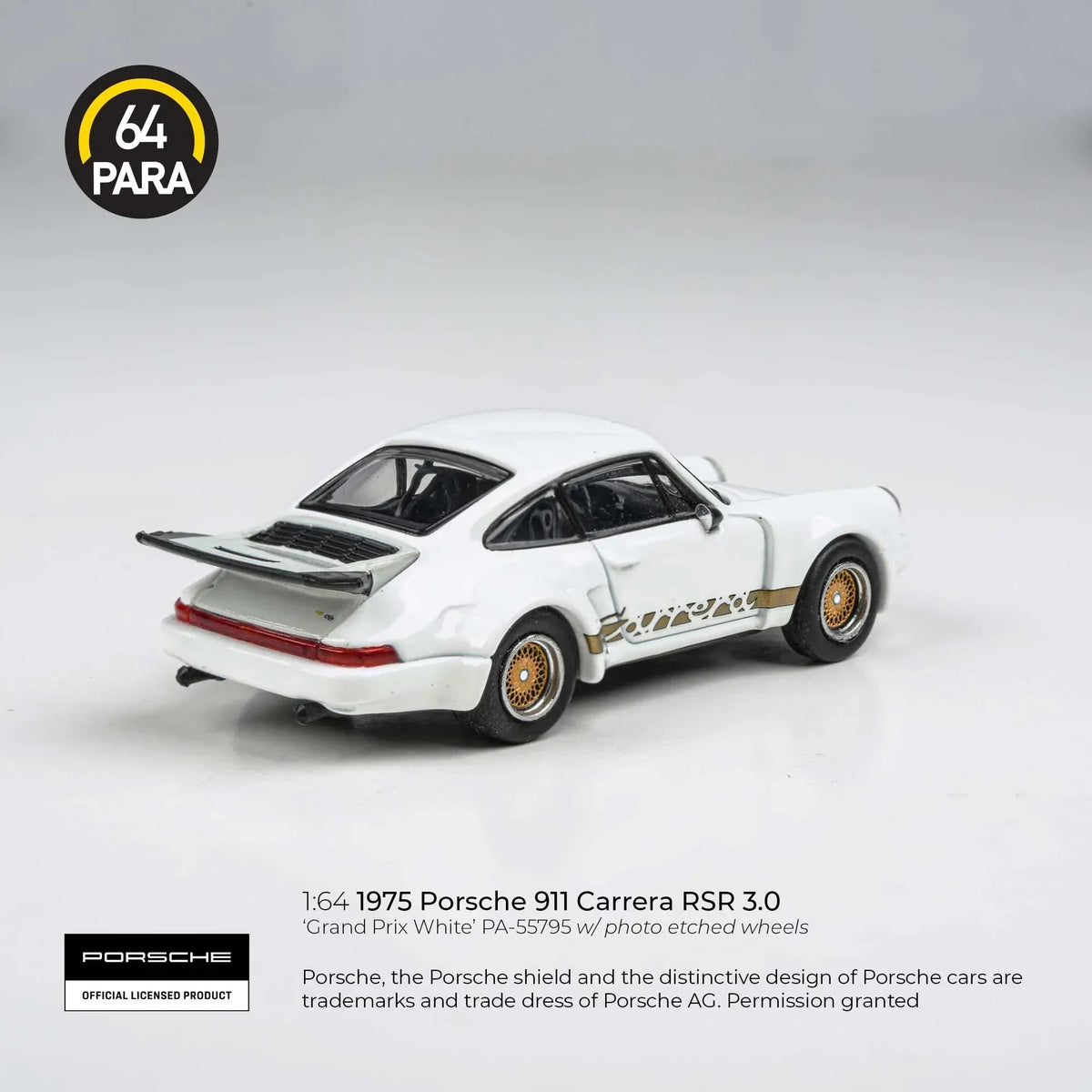 Porsche diecast 911 Carrera RSR 3.0 Grand Prix, 1:64 Scale (White) — image 4