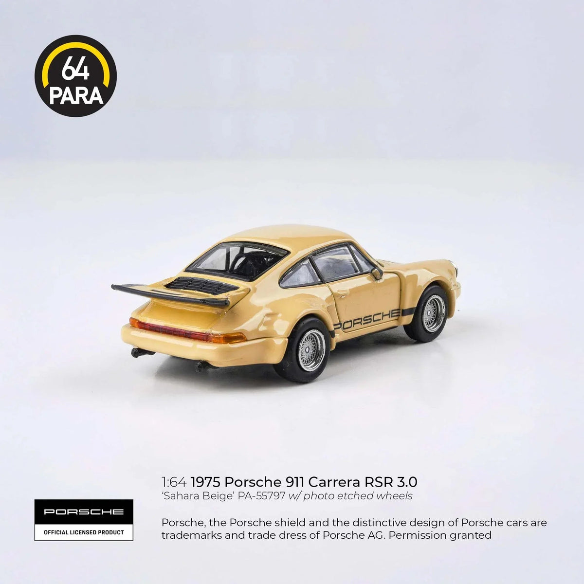 Porsche diecast 911 Carrera RSR 3.0 1975, 1:64 Scale (Beige) — image 3