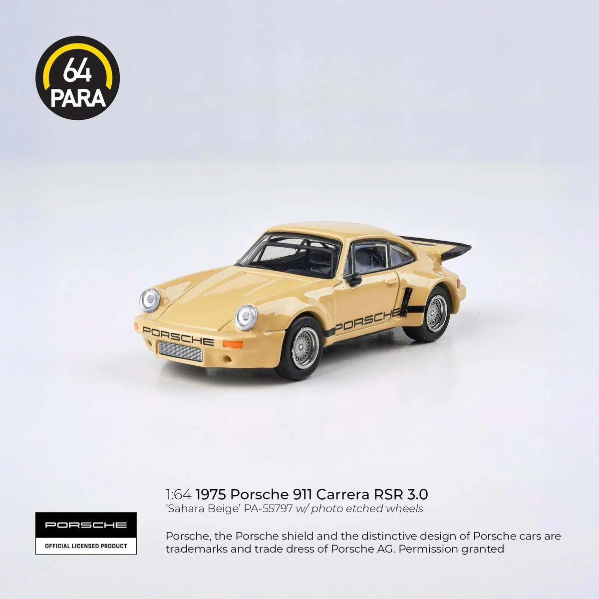Porsche diecast 911 Carrera RSR 3.0 1975, 1:64 Scale (Beige) — image 4