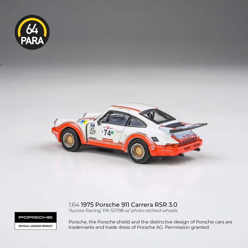 Porsche diecast 911 Carrera RSR 3.0 Aurora Racing, 1:64 Scale (White) — image 2