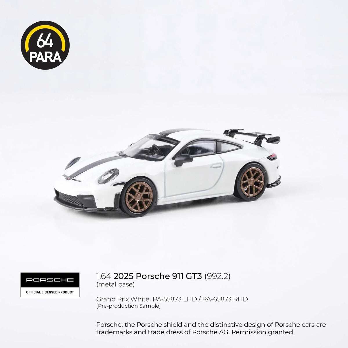 Porsche diecast 911 GT3 (992.2) 2025, 1:64 Scale (White) — image 1