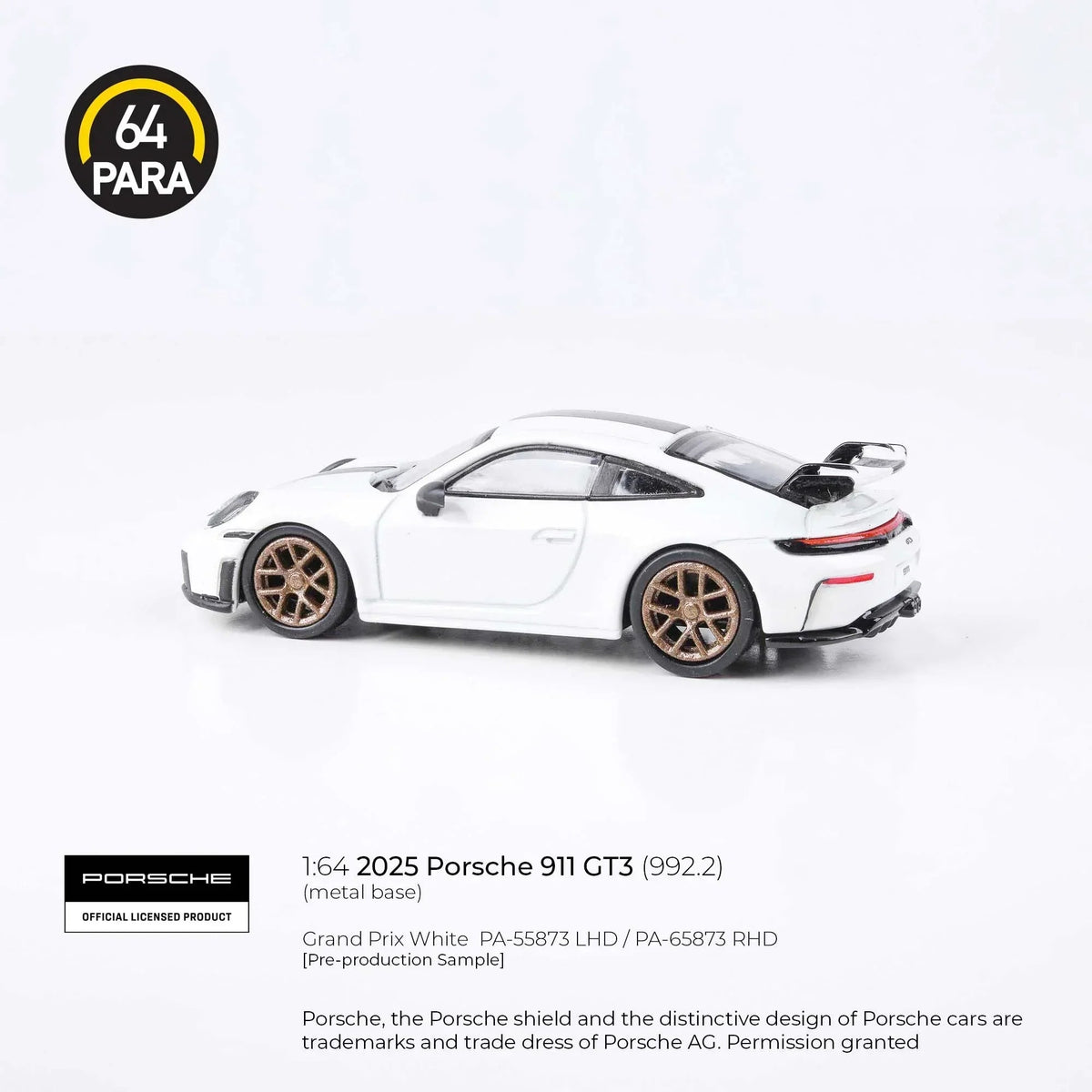 Porsche diecast 911 GT3 (992.2) 2025, 1:64 Scale (White) — image 2