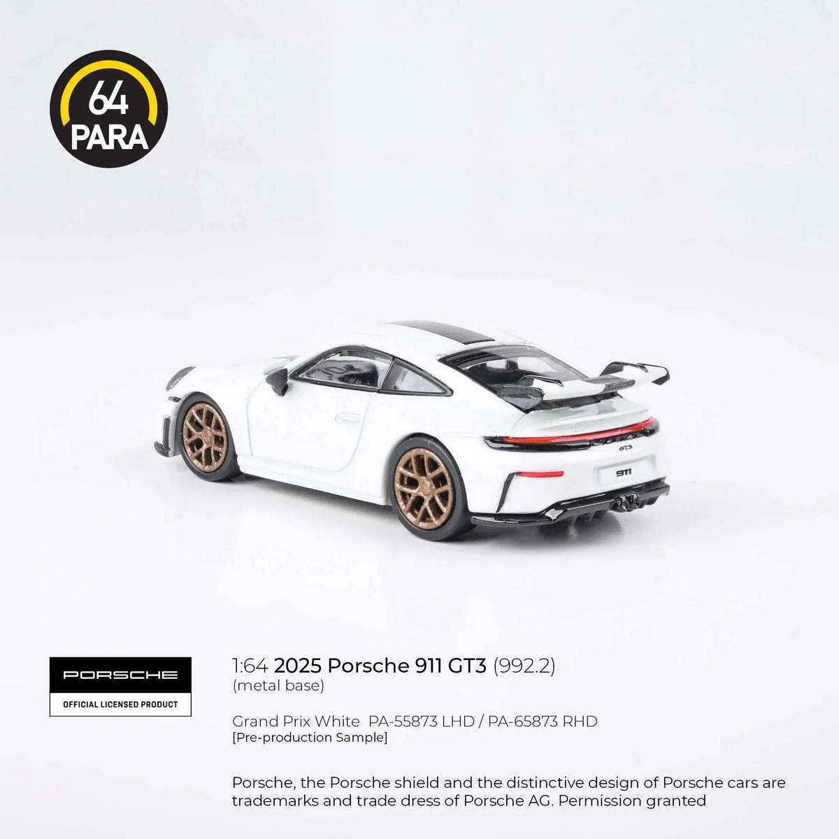 Porsche diecast 911 GT3 (992.2) 2025, 1:64 Scale (White) — image 3