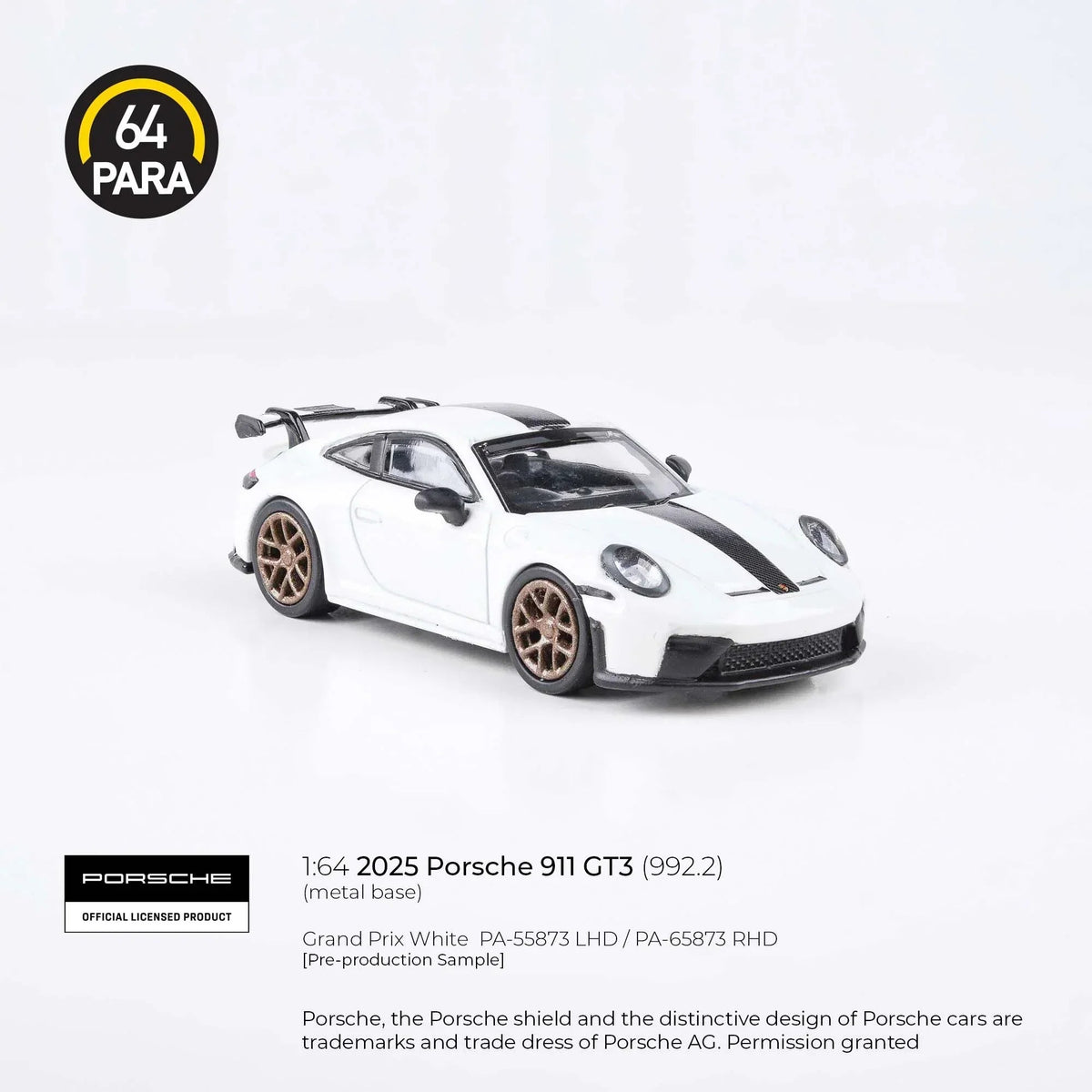 Porsche diecast 911 GT3 (992.2) 2025, 1:64 Scale (White) — image 4