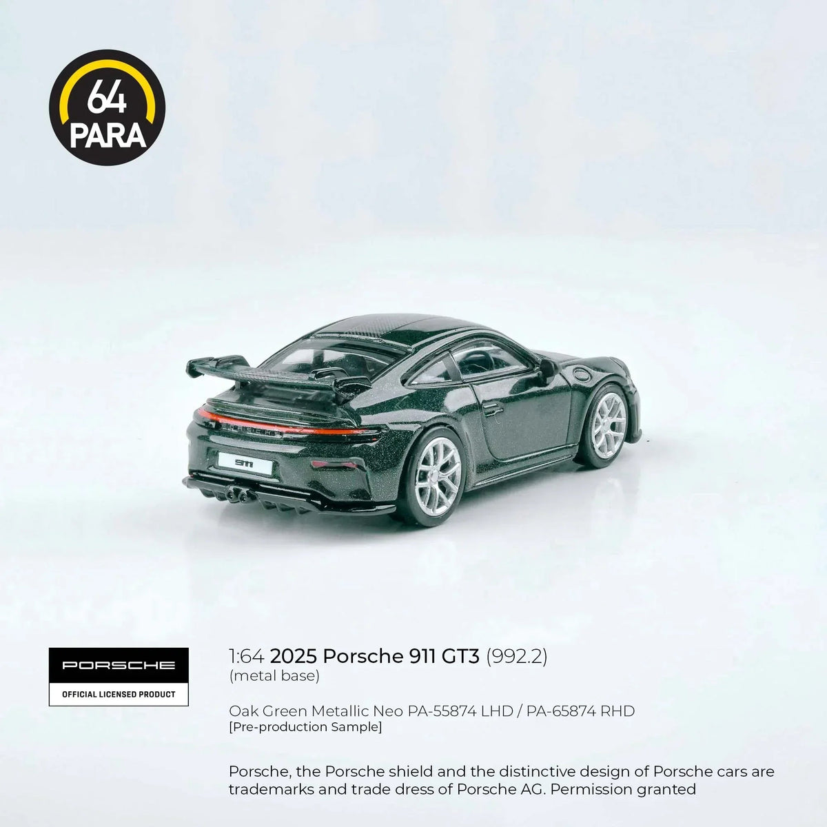 Porsche diecast 911 GT3 (992.2) 2025, 1:64 Scale (Green) — image 3