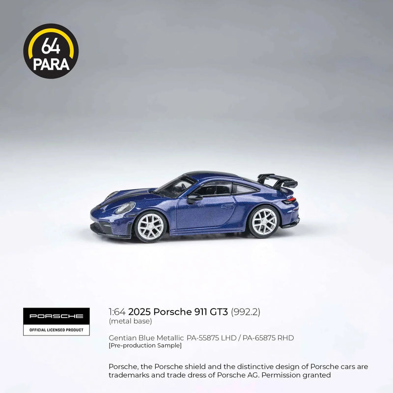Porsche diecast 911 GT3 (992.2) 2025, 1:64 Scale (Blue) — image 1