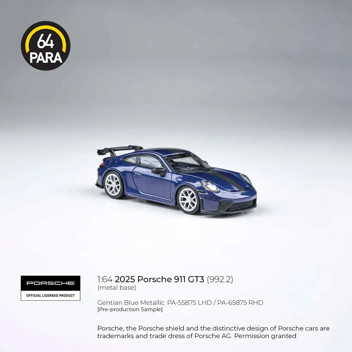 Porsche diecast 911 GT3 (992.2) 2025, 1:64 Scale (Blue) — image 3